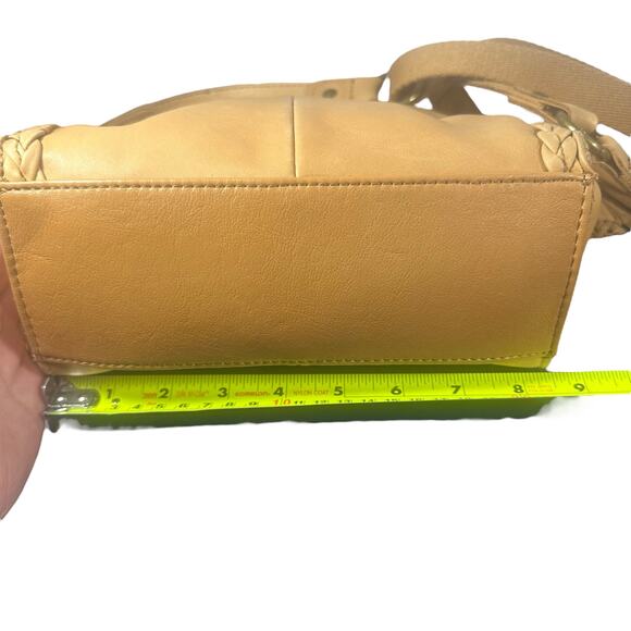 The Sak Leather adjustable Crossbody Bag Tan Braided Detail Tassel Boho Purse - Picture 12 of 12